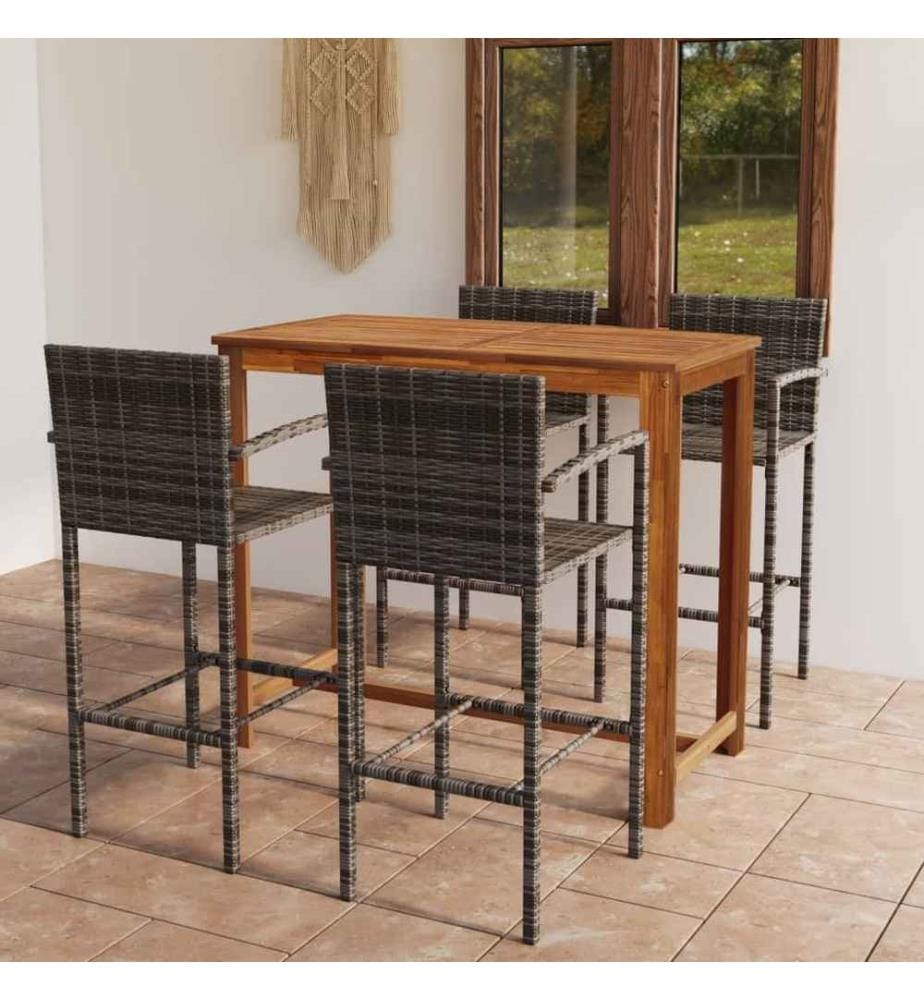 5-tlg. Gartenbar-Set Grau