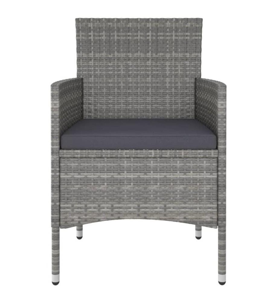 5-tlg. Garten-Bistro-Set Poly Rattan und Hartglas Grau