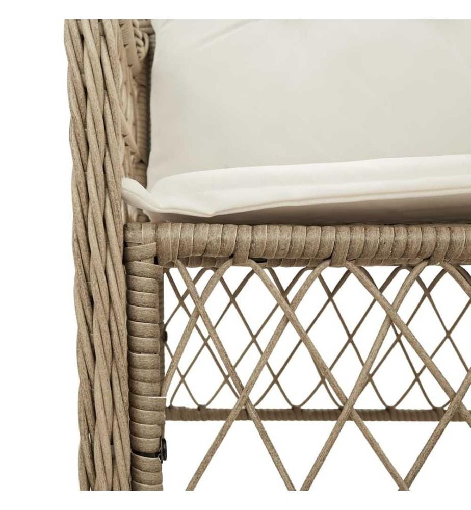 3-tlg. Bistro-Set mit Kissen Beige Poly Rattan