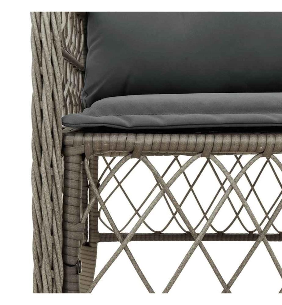 3-tlg. Bistro-Set mit Kissen Grau Poly Rattan