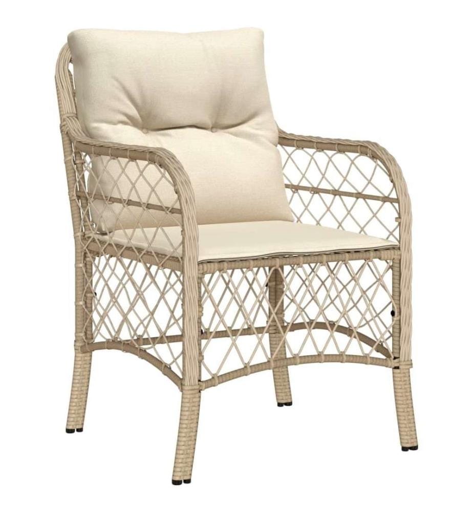 3-tlg. Bistro-Set mit Kissen Beige Poly Rattan