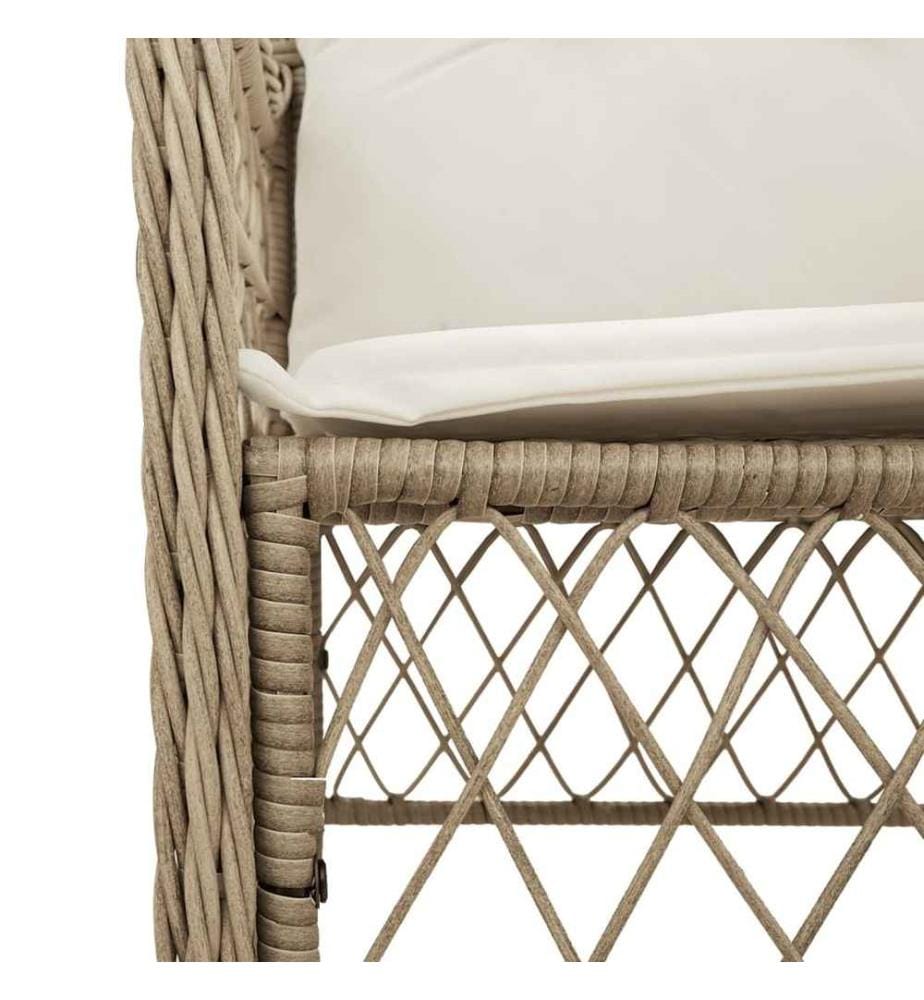3-tlg. Bistro-Set mit Kissen Beige Poly Rattan