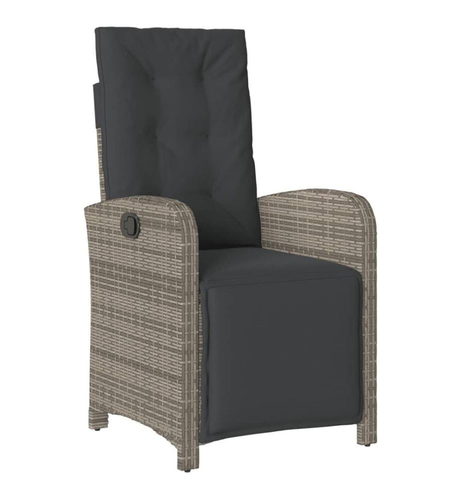3-tlg. Bistro-Set mit Kissen Grau Poly Rattan