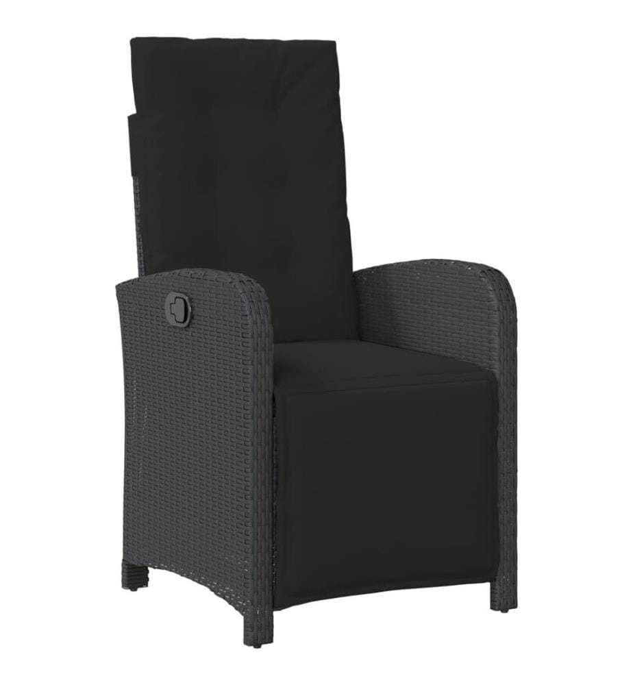 3-tlg. Bistro-Set mit Kissen Schwarz Poly Rattan