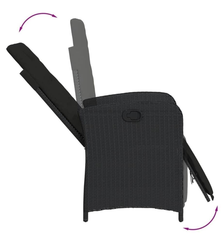 3-tlg. Bistro-Set mit Kissen Schwarz Poly Rattan