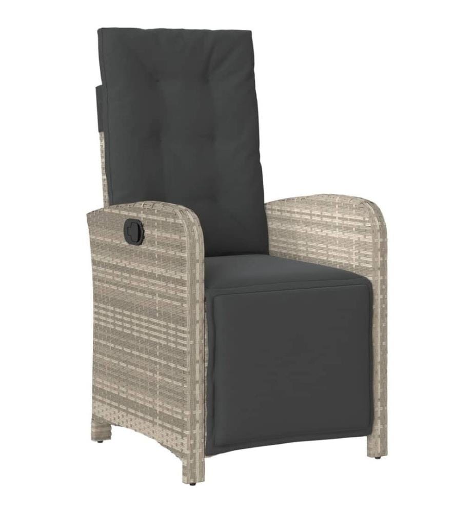 3-tlg. Bistro-Set mit Kissen Hellgrau Poly Rattan