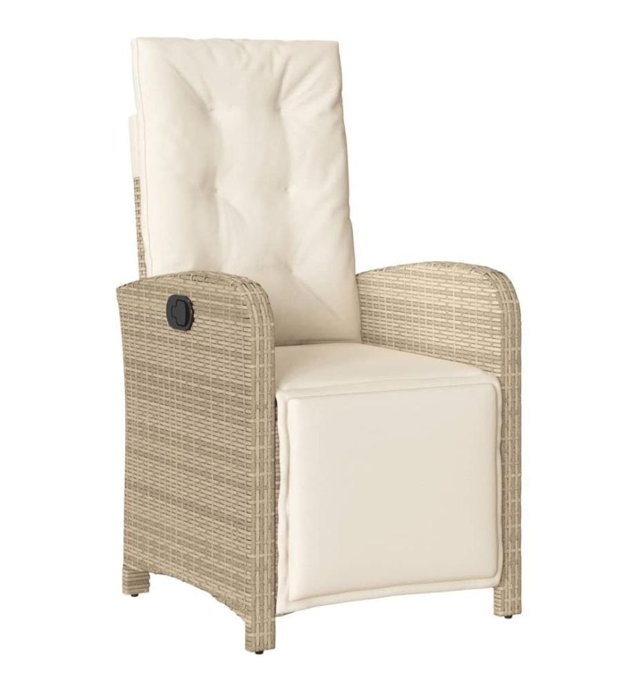 3-tlg. Bistro-Set mit Kissen Beige Poly Rattan