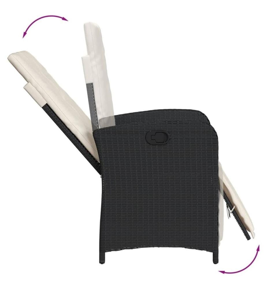 3-tlg. Bistro-Set mit Kissen Schwarz Poly Rattan