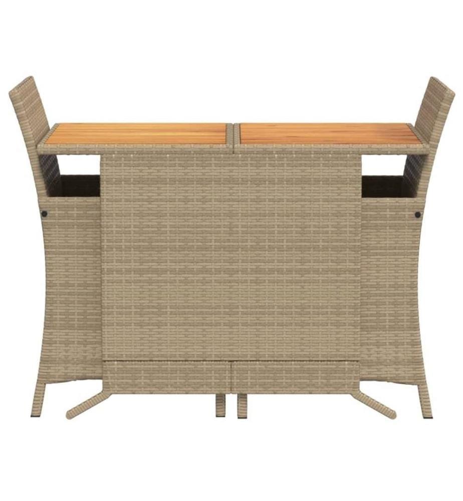 3-tlg. Bistro-Set mit Kissen Beige Poly Rattan