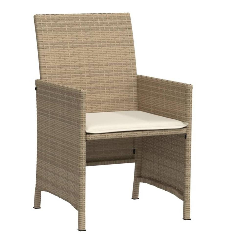3-tlg. Bistro-Set mit Kissen Beige Poly Rattan