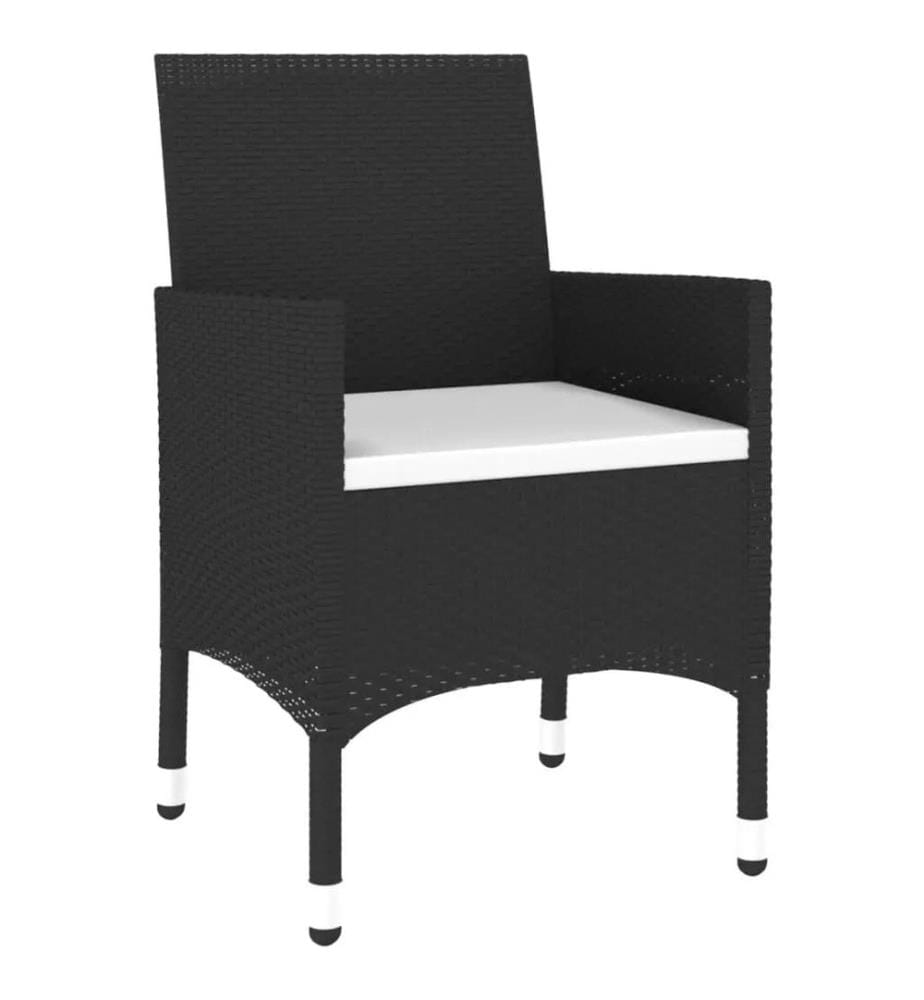 3-tlg. Bistro-Set Poly-Rattan und Hartglas Schwarz