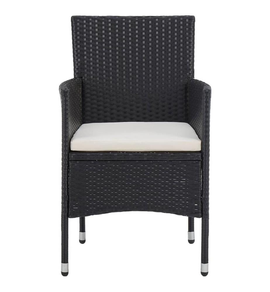 3-tlg. Bistro-Set Poly-Rattan und Massivholz Schwarz