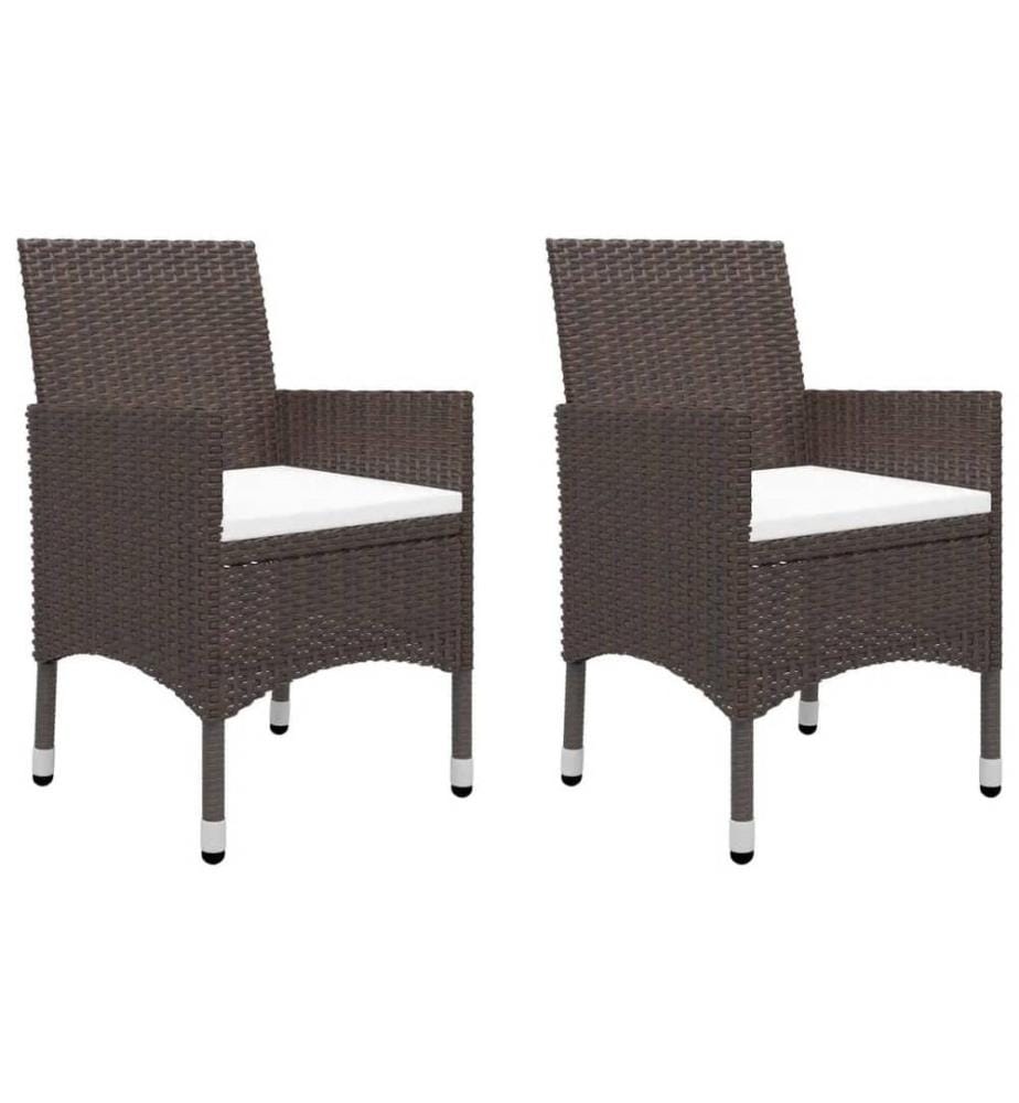 3-tlg. Bistro-Set Poly-Rattan und Hartglas Braun