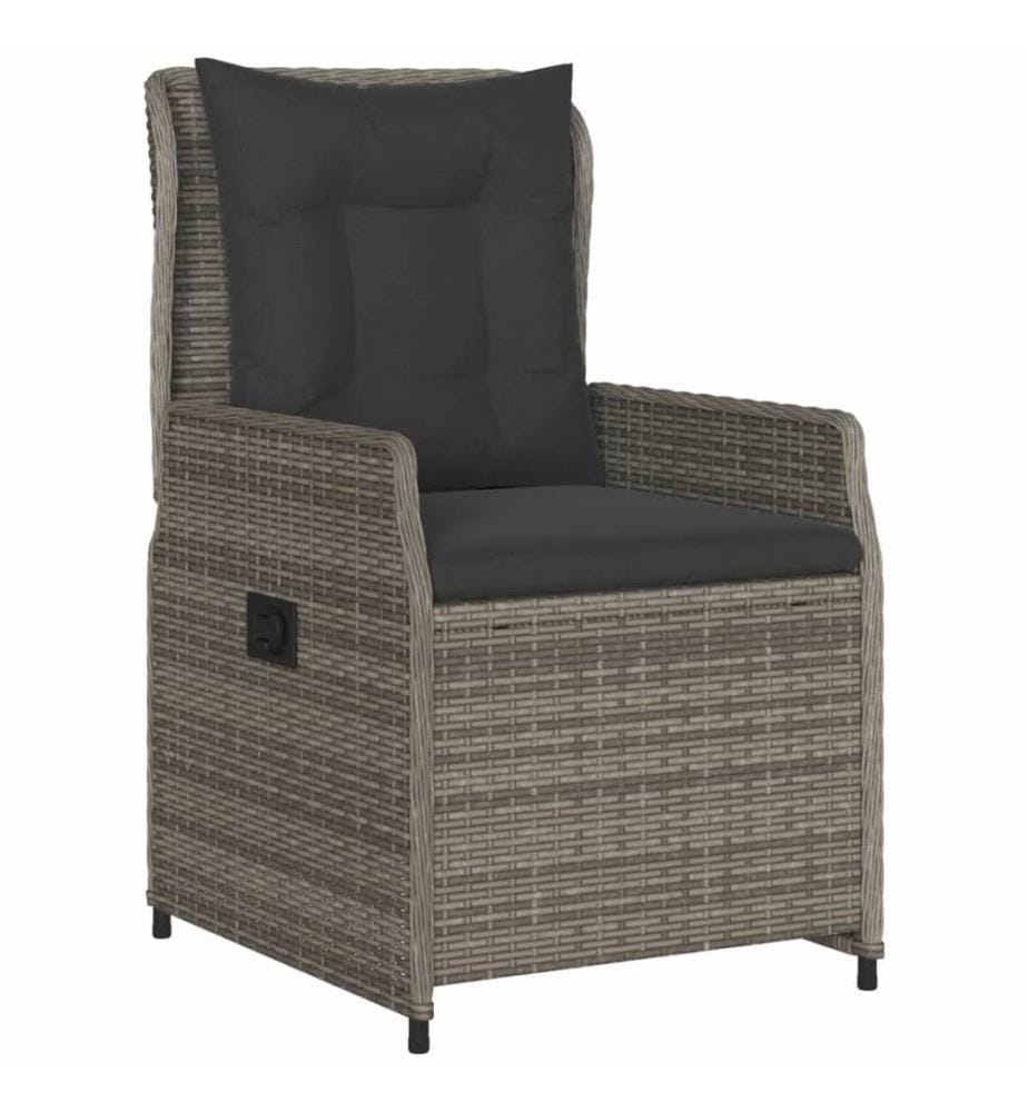 3-tlg. Bistro-Set mit Kissen Grau Poly Rattan