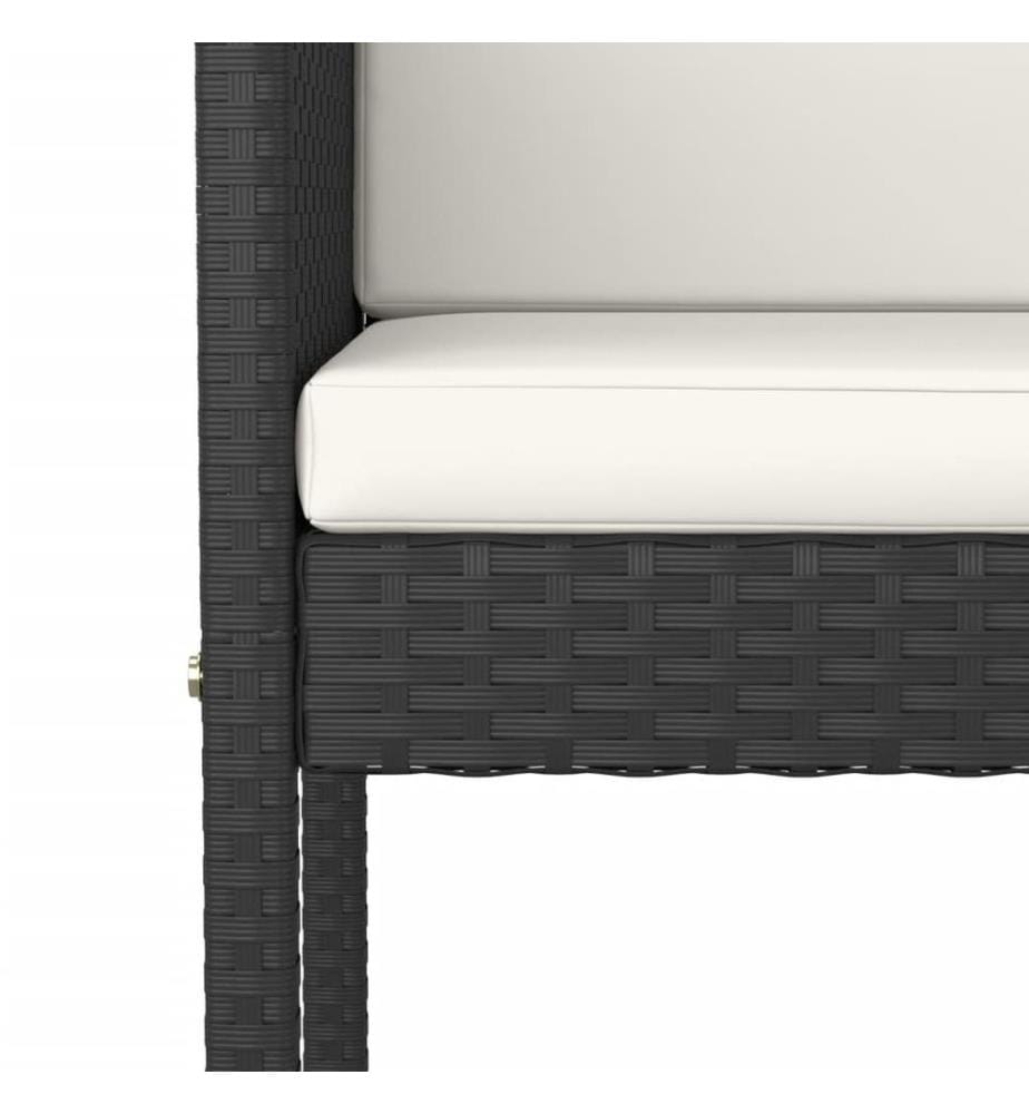 Ensemble de bar de jardin 5 pcs avec coussins noir poly rotin