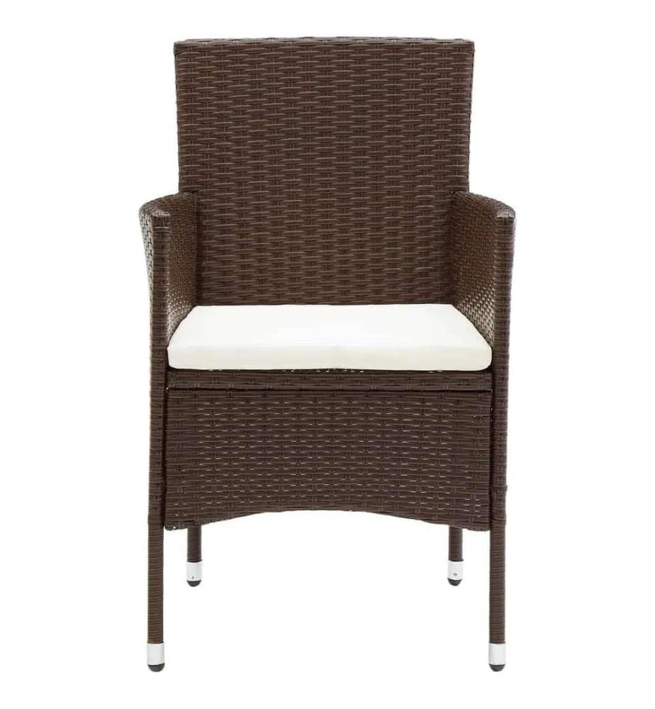 3-tlg. Bistro-Set Poly-Rattan und Hartglas Braun