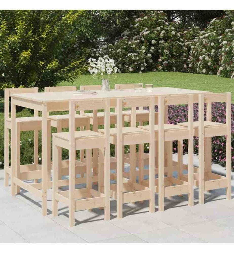 Ensemble de bar de jardin 9 pcs Bois de pin massif