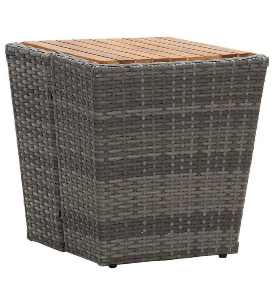 3-tlg. Bistro-Set mit Kissen Grau Poly Rattan und Glas