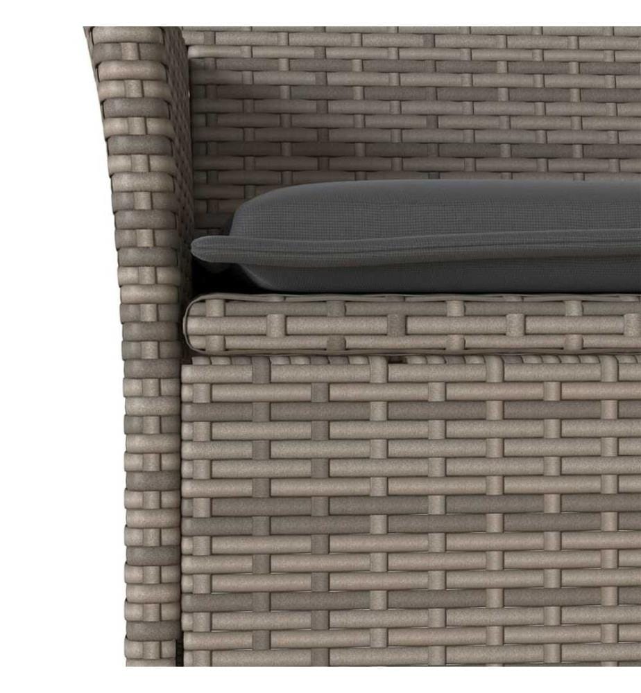 3-tlg. Bistro-Set mit Kissen Grau Poly Rattan und Glas