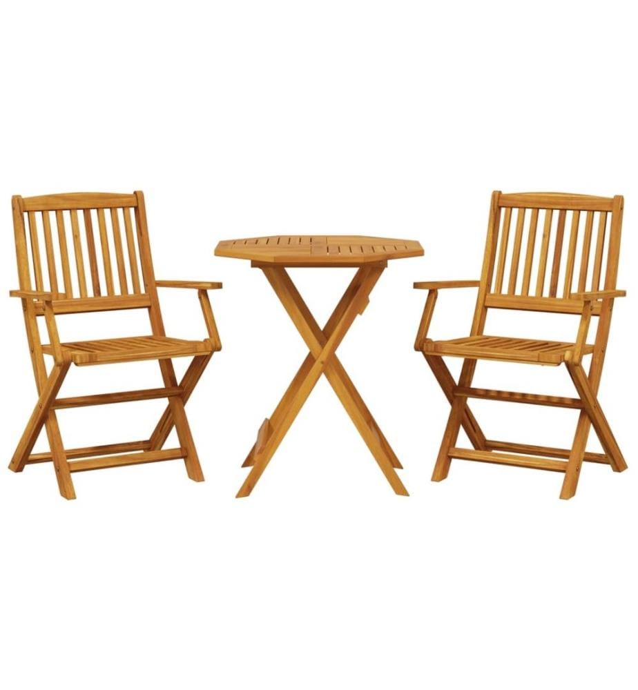 Ensemble de bistro pliable 3 pcs bois d'acacia solide