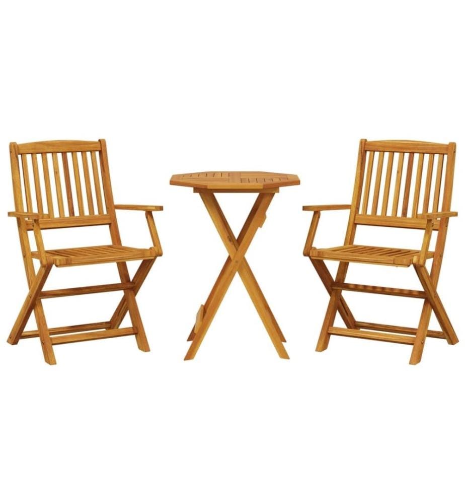 Ensemble de bistro pliable 3 pcs bois d'acacia solide