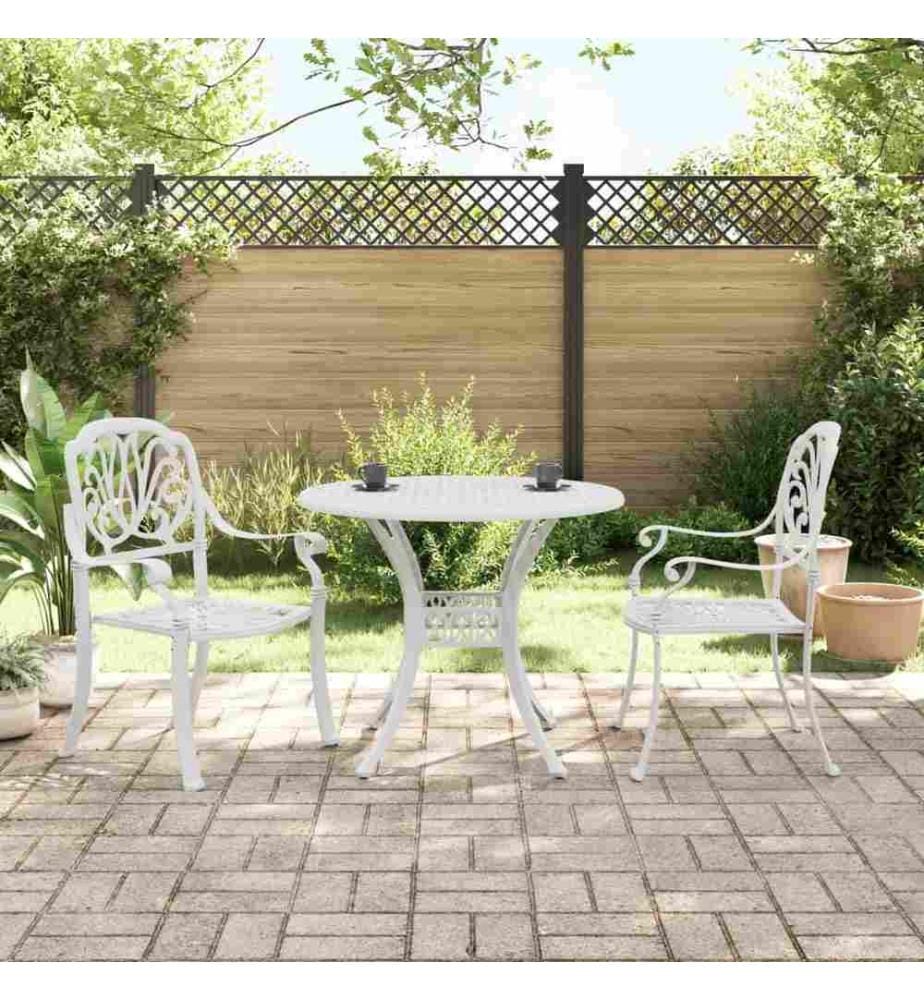 3-tlg. Bistro-Set Weiss Aluminiumguss