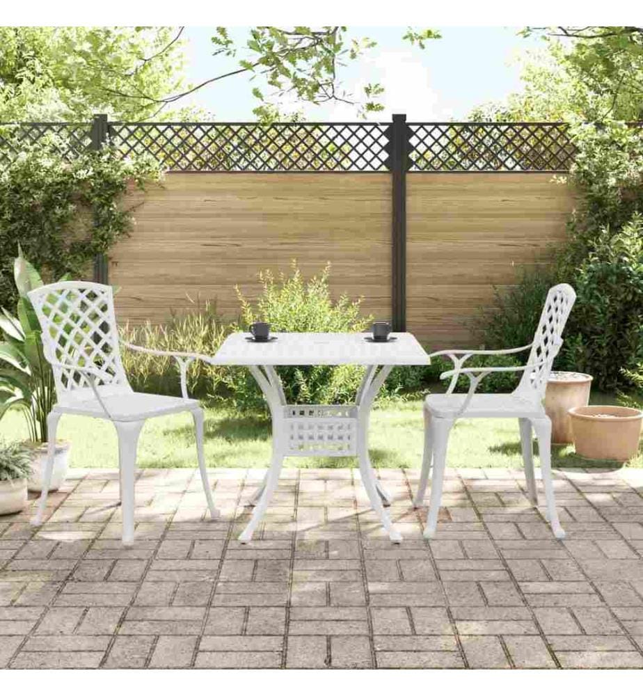 3-tlg. Bistro-Set Weiss Aluminiumguss