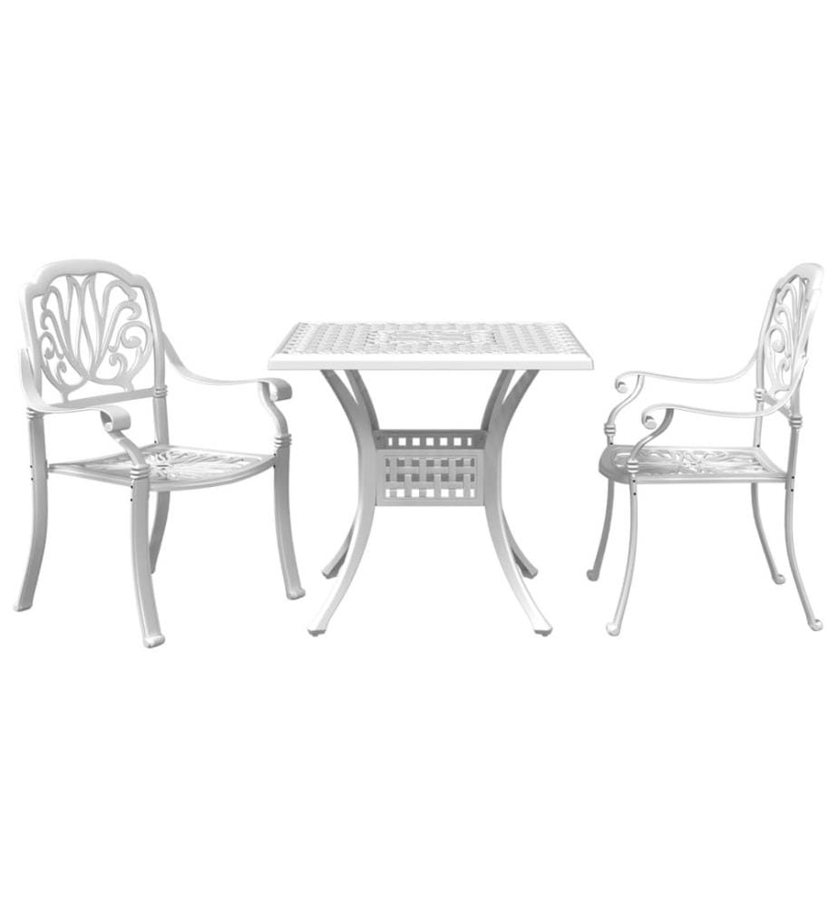 3-tlg. Bistro-Set Weiss Aluminiumguss
