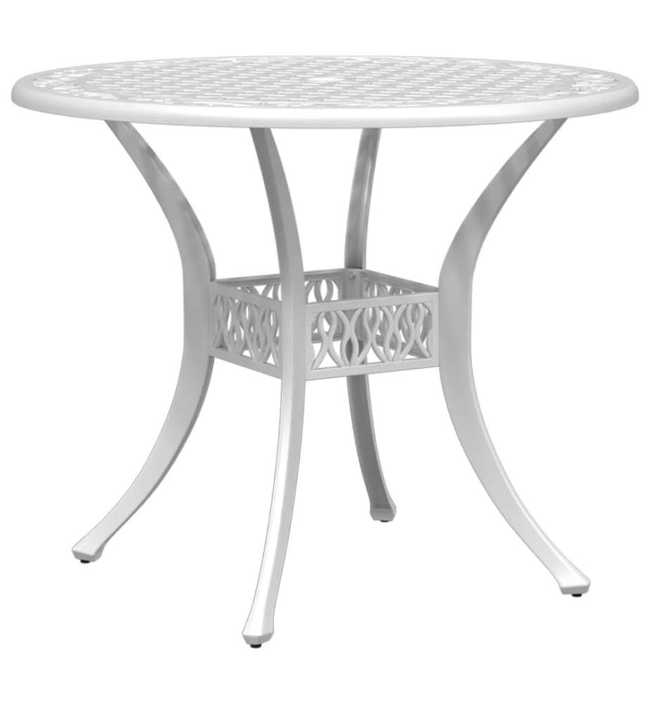 3-tlg. Bistro-Set Weiss Aluminiumguss