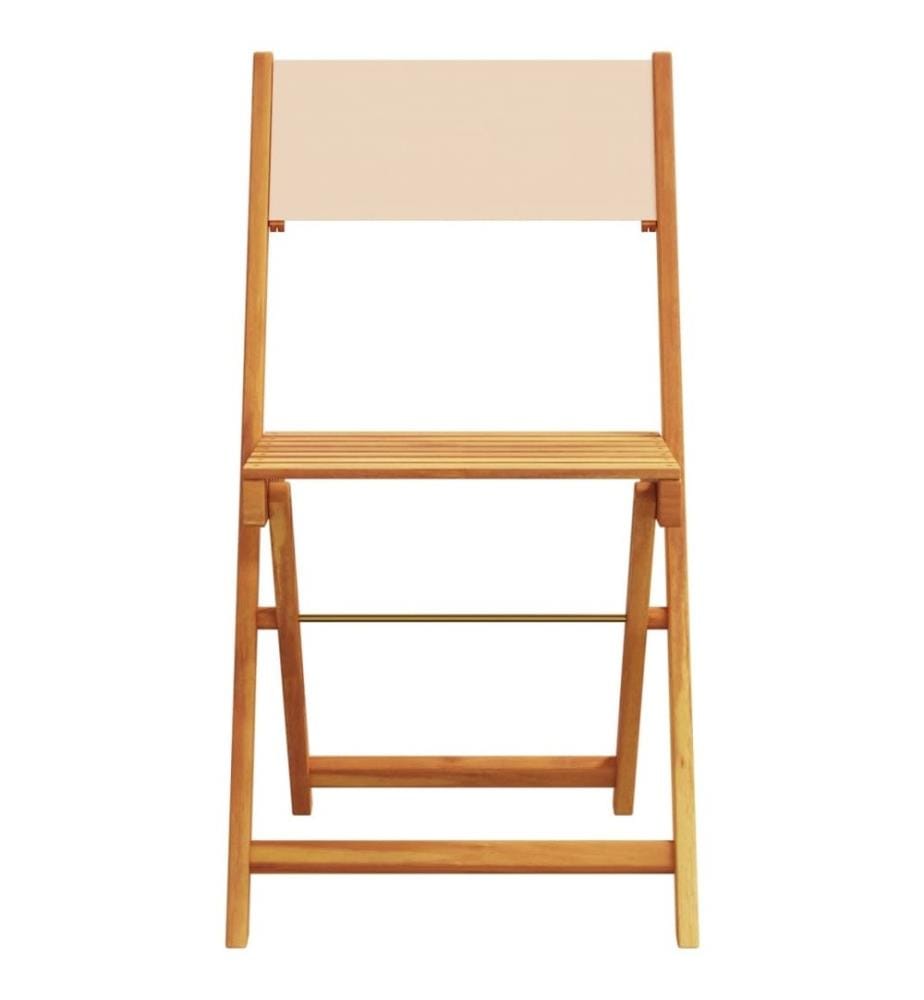 Ensemble de bistro 3 pcs beige tissu et bois massif