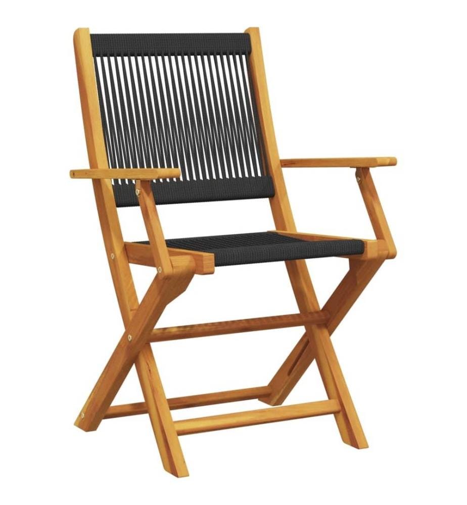 Ensemble de bistro 3 pcs noir polypropylène et bois massif