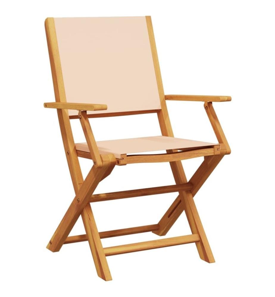 3-tlg. Bistro-Set Beige Stoff und Massivholz