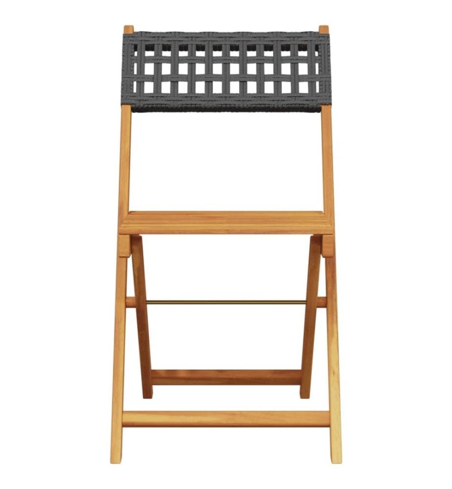 3-tlg. Bistro-Set Schwarz Poly Rattan und Massivholz