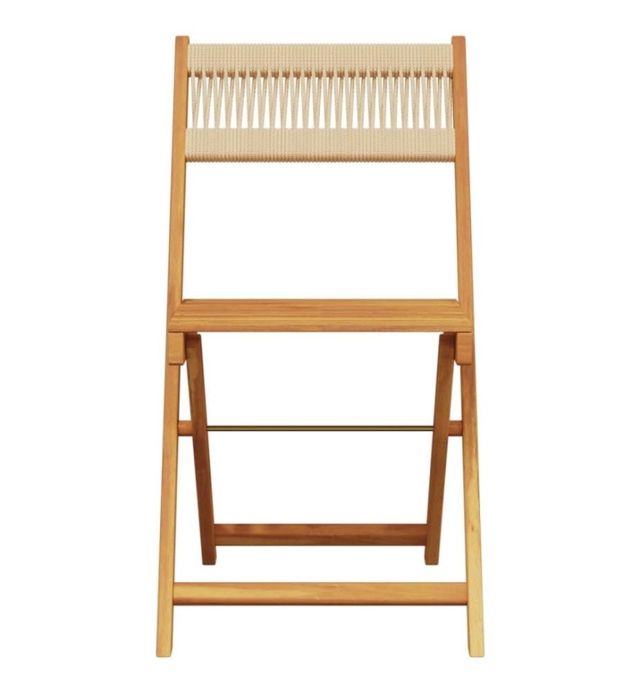 3-tlg. Bistro-Set Beige Polypropylen und Massivholz