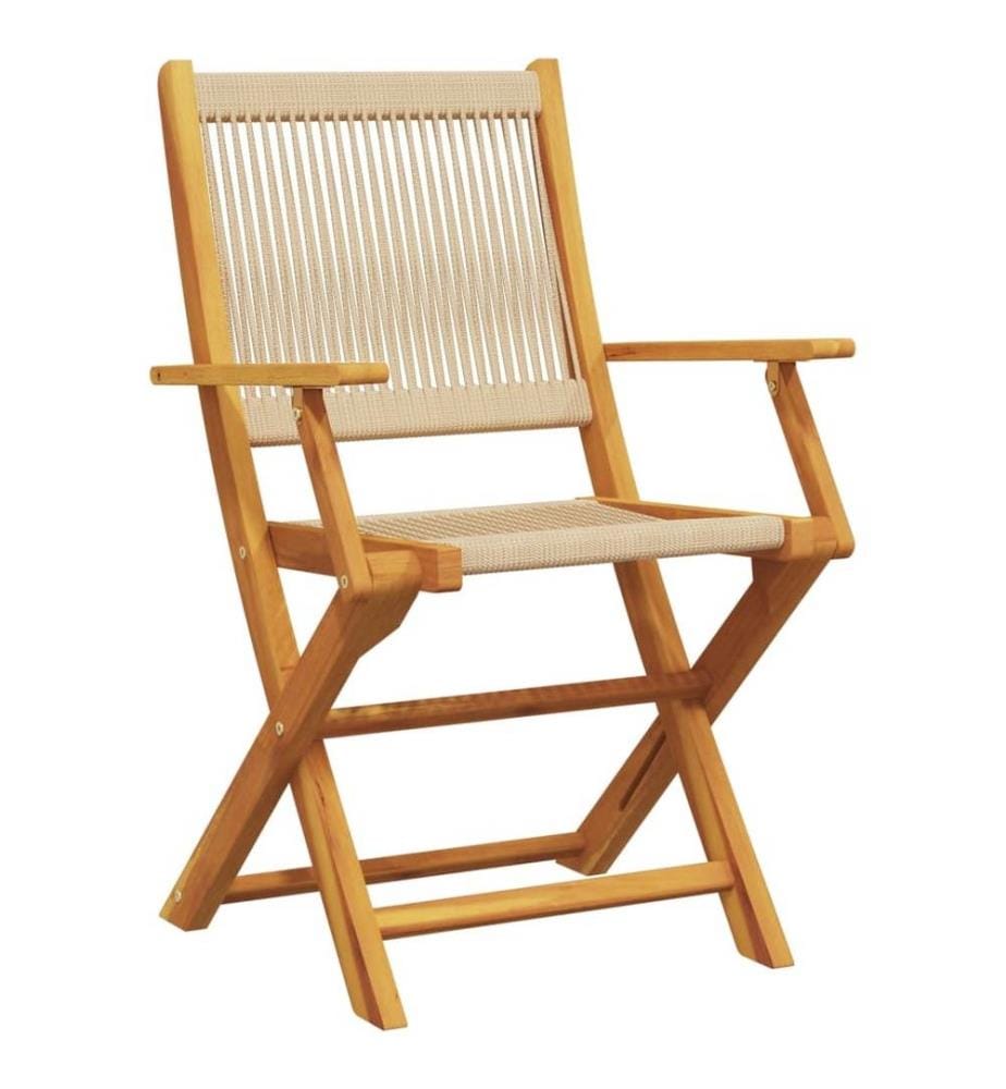 3-tlg. Bistro-Set Beige Polypropylen und Massivholz