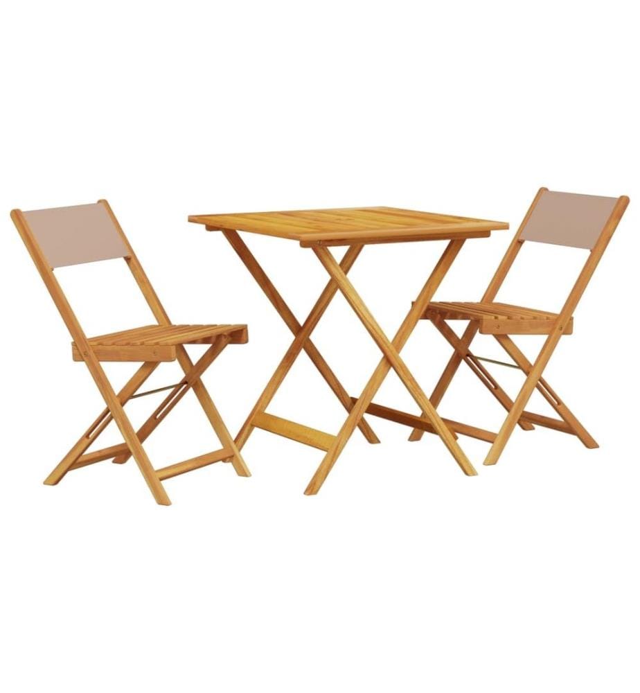Ensemble de bistro 3 pcs taupe tissu et bois massif