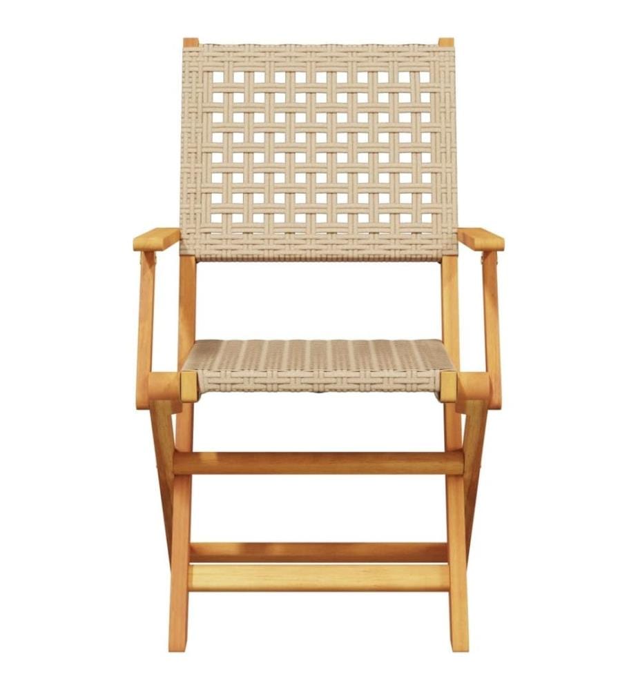 3-tlg. Bistro-Set Beige Poly Rattan und Massivholz