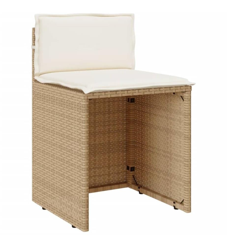 Ensemble de bistro 3 pcs avec coussins beige résine tressée