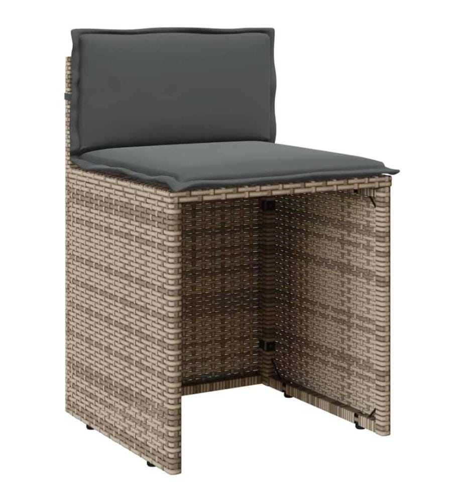 Ensemble de bistro 3 pcs avec coussins gris résine tressée