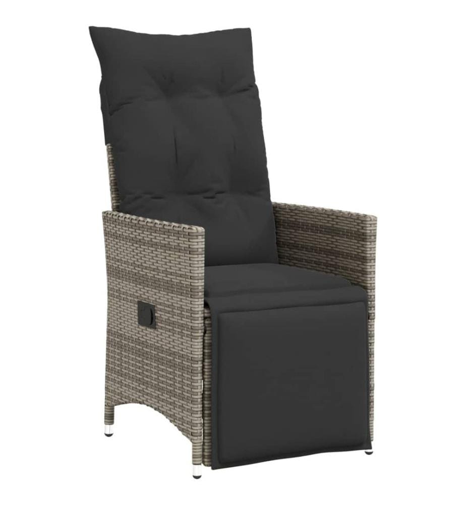 7-tlg. Garten-Bistro-Set mit Kissen Grau Poly Rattan