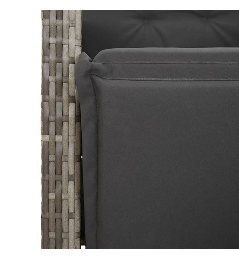 9-tlg. Garten-Bistro-Set mit Kissen Grau Poly Rattan