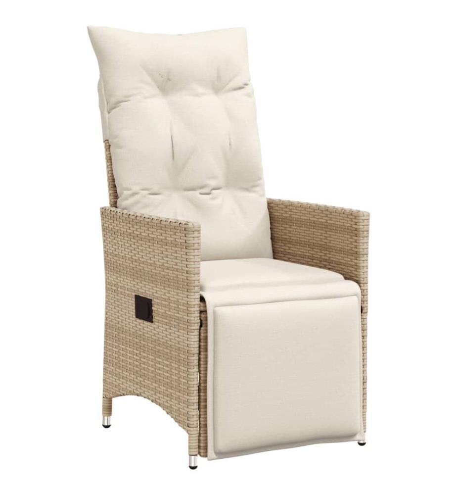 3-tlg. Garten-Bistro-Set mit Kissen Beige Poly Rattan