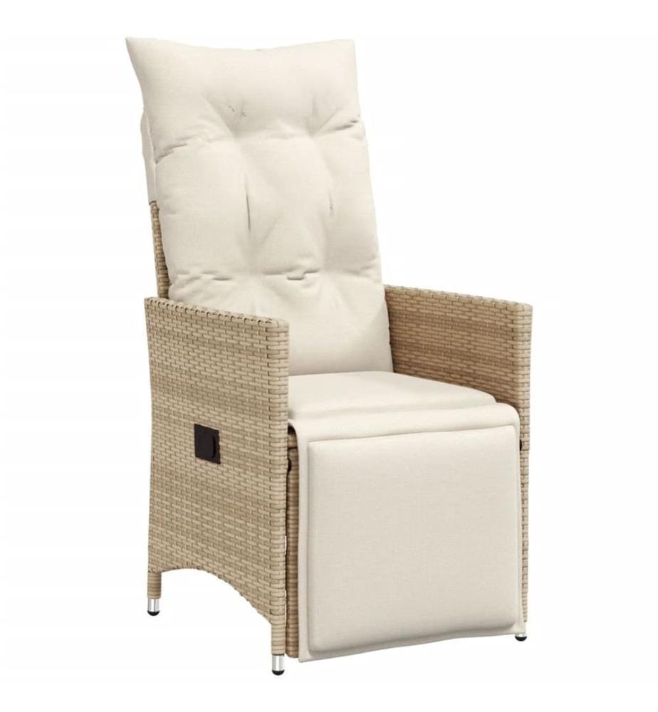 9-tlg. Garten-Bistro-Set mit Kissen Beige Poly Rattan