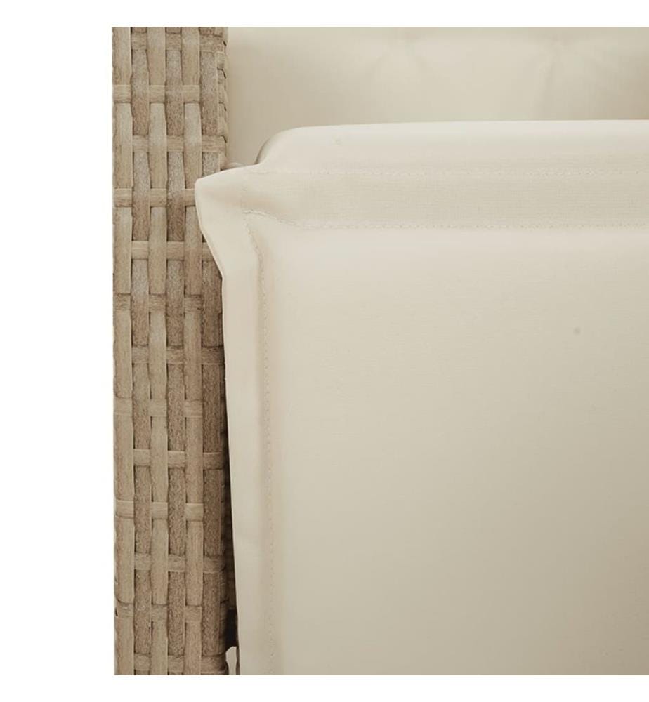 9-tlg. Garten-Bistro-Set mit Kissen Beige Poly Rattan