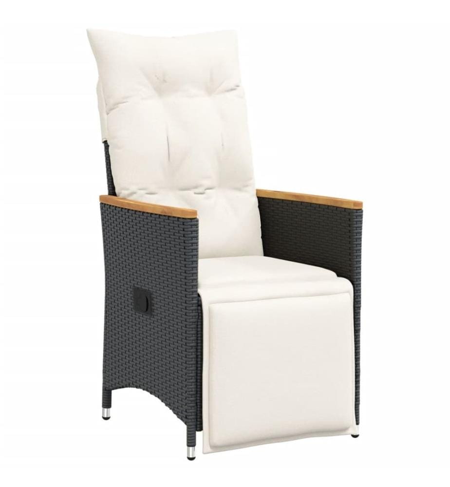 7-tlg. Garten-Bistro-Set mit Kissen Schwarz Poly Rattan