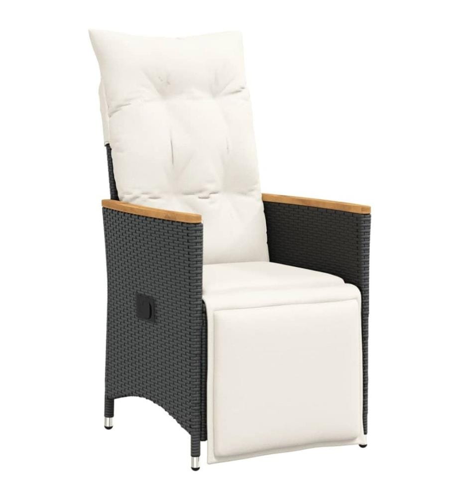 9-tlg. Garten-Bistro-Set mit Kissen Schwarz Poly Rattan