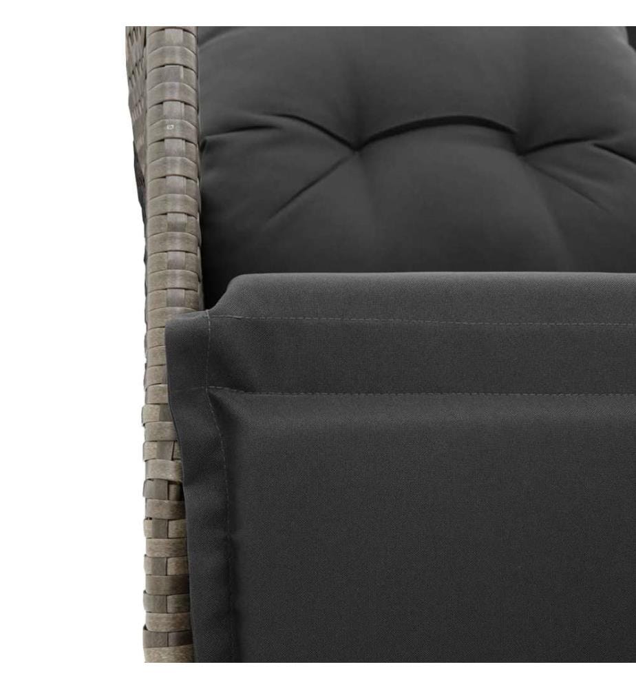 3-tlg. Garten-Bistro-Set mit Kissen Grau Poly Rattan