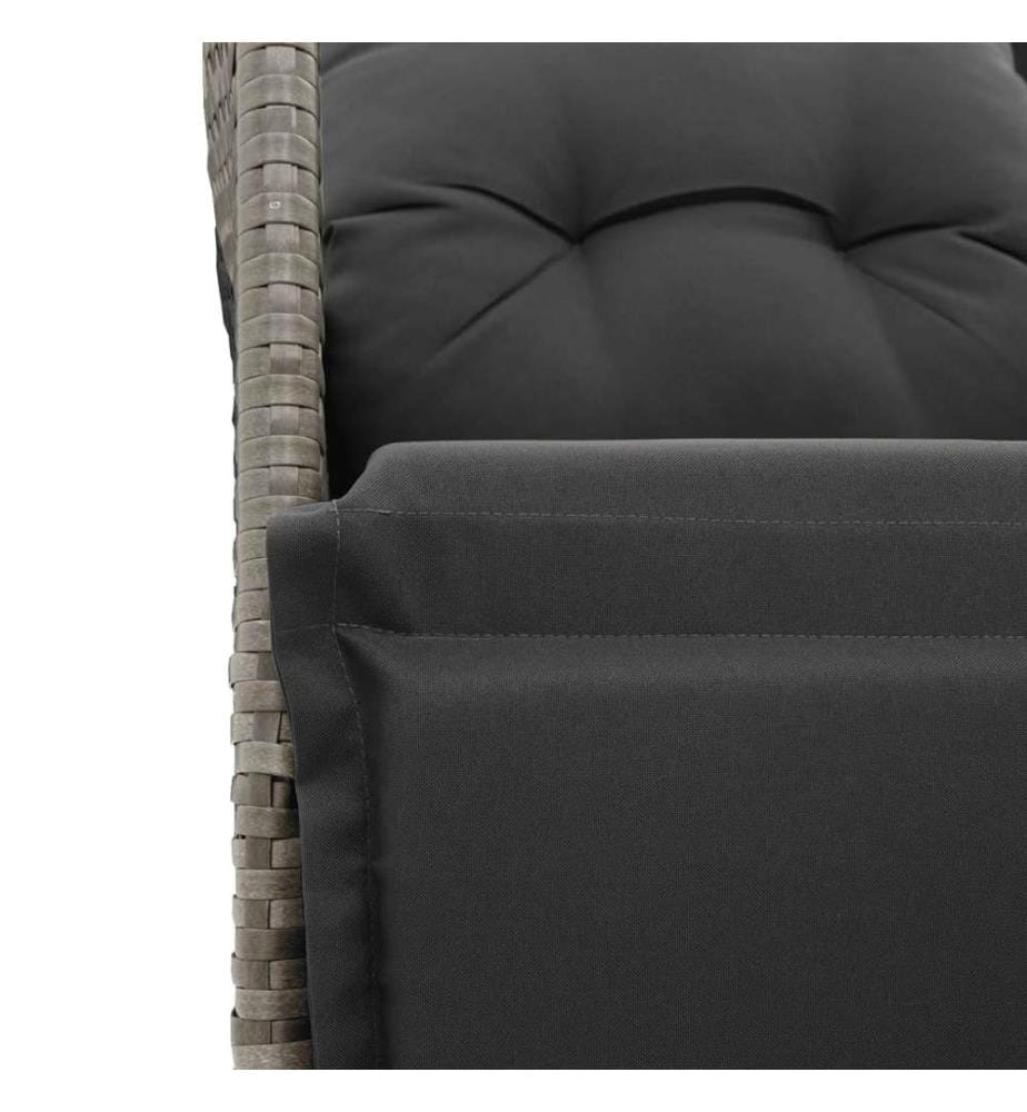 9-tlg. Garten-Bistro-Set mit Kissen Grau Poly Rattan
