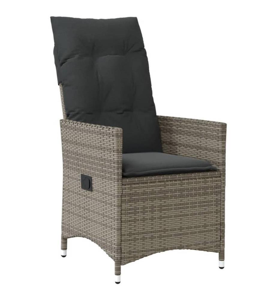 11-tlg. Garten-Bistro-Set mit Kissen Grau Poly Rattan