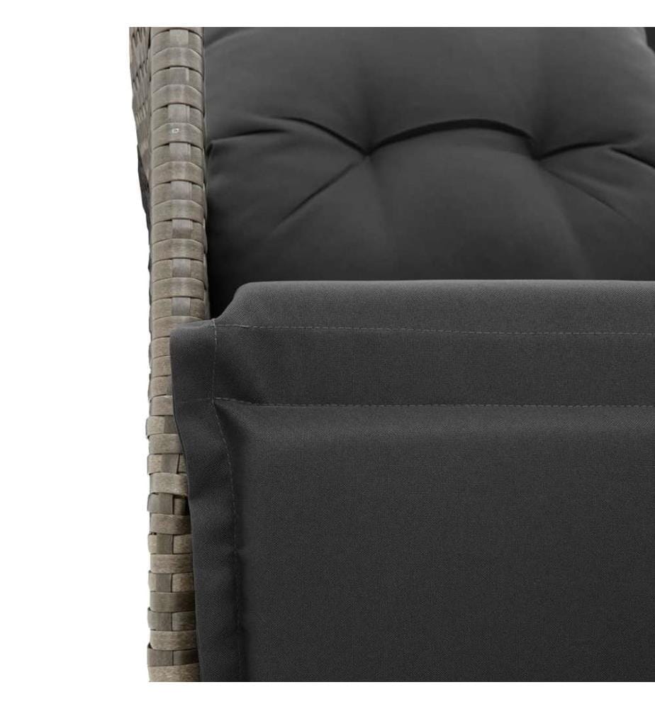 9-tlg. Garten-Bistro-Set mit Kissen Grau Poly Rattan
